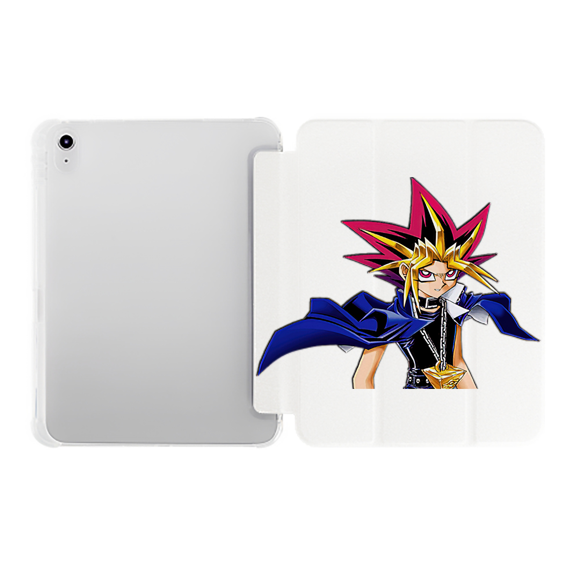 （画像用） 遊☆戯☆王 Yu-Gi-Oh! IPad ケース ペン収納付き 三つ折りスタンド PUレザー×シリコン 対応機種9.5/10.5/10.9インチ